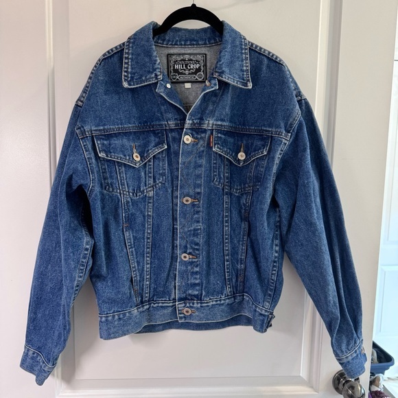 Hill Crop Jackets & Blazers - Hill Crop Japan Brand Vintage Trucker Denim Jacket Dark Blue Wash Size Medium